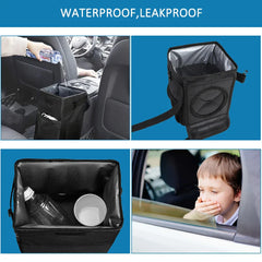 Waterproof Car Trash Can Bin Auto Car Accessories Organizer Garbage Dump For Trash Can Cars Storage Pockets Closeable Portable