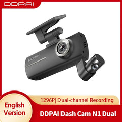 DDPAI Dash Cam N1 تسجيل أمامي وخلفي مزدوج NightVIS 1296P Dash Cam Recorder