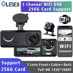 Wifi 3 Channel Lens Car Dvr Camera Dash Cam HD1080P Interior Vehicle Mini Recorder Video Registrator Dashcam Camcorder Black Box